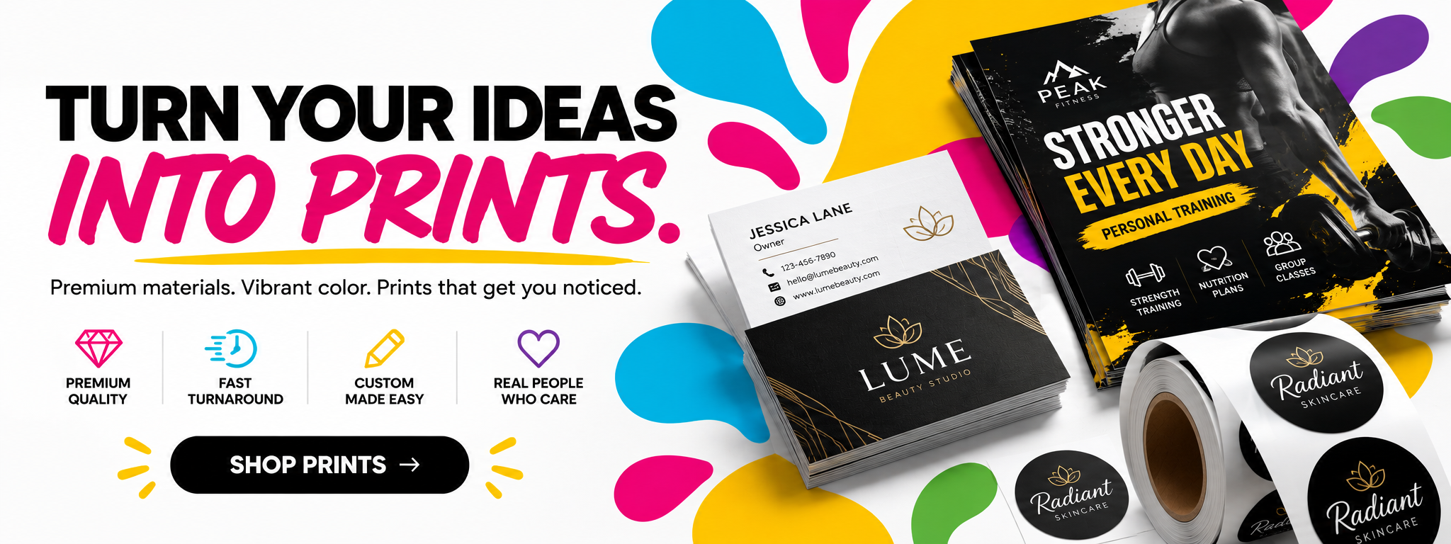 We Got U Prints: Turn your ideas into prints. Business cards, stickers, apparel, banners and branded materials